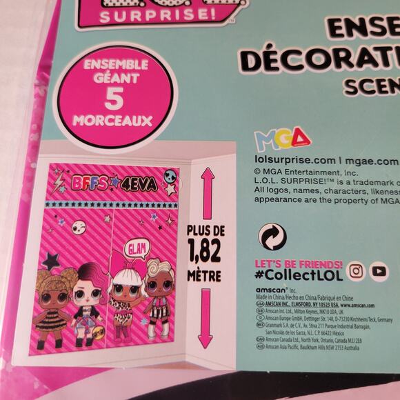 LOL Surprise Scene Setter Wall Kit Party Decor 5 Pc Set Over 6 ' Tall Backdrop - Picture 7 of 11